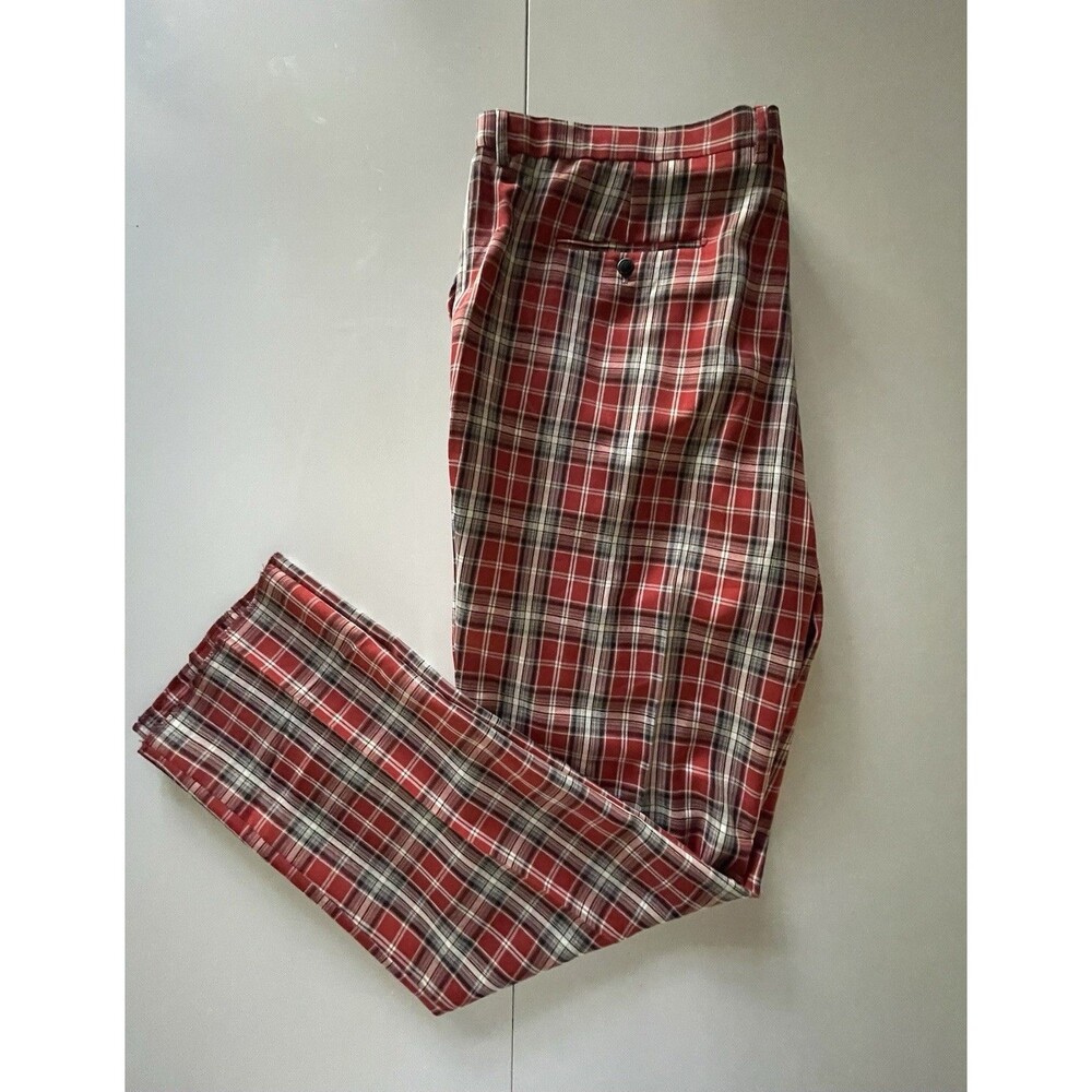 Men’s Kent & Park Red Plaid Golf Pants Size 46x35